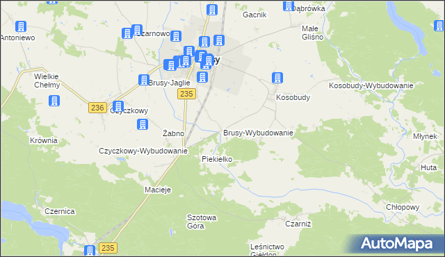 mapa Brusy-Wybudowanie, Brusy-Wybudowanie na mapie Targeo