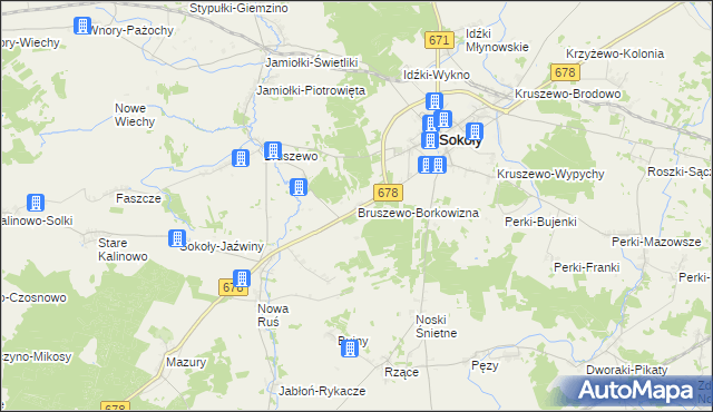 mapa Bruszewo-Borkowizna, Bruszewo-Borkowizna na mapie Targeo