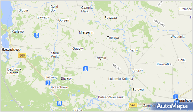 mapa Bryski gmina Rościszewo, Bryski gmina Rościszewo na mapie Targeo