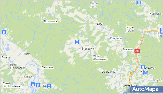 mapa Brzeżawa, Brzeżawa na mapie Targeo