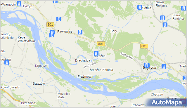 mapa Brzeźce gmina Stężyca, Brzeźce gmina Stężyca na mapie Targeo