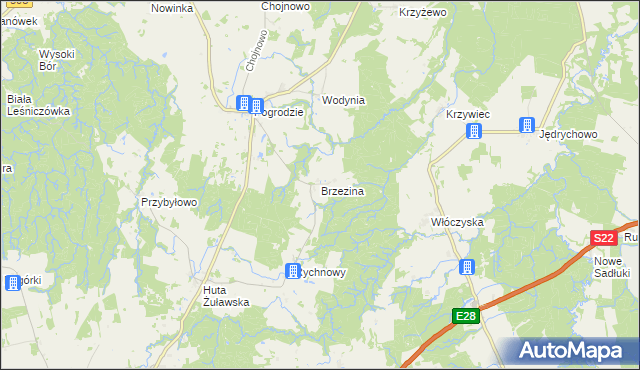 mapa Brzezina gmina Tolkmicko, Brzezina gmina Tolkmicko na mapie Targeo