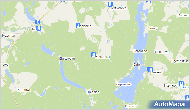 mapa Brzezinka gmina Czarna Dąbrówka, Brzezinka gmina Czarna Dąbrówka na mapie Targeo