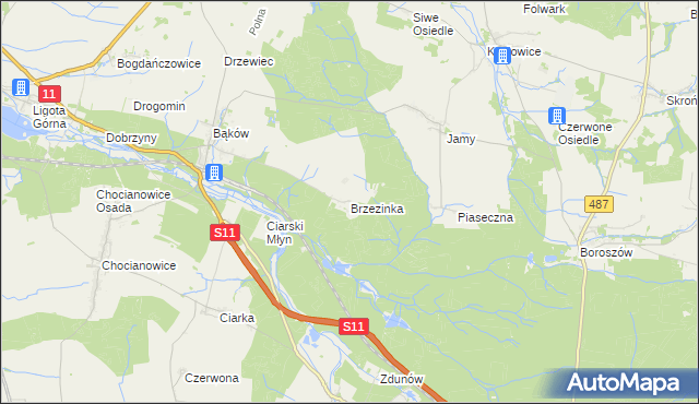 mapa Brzezinka gmina Kluczbork, Brzezinka gmina Kluczbork na mapie Targeo