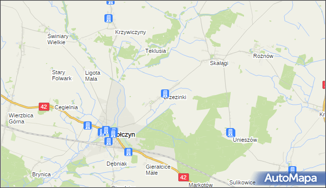 mapa Brzezinki gmina Wołczyn, Brzezinki gmina Wołczyn na mapie Targeo