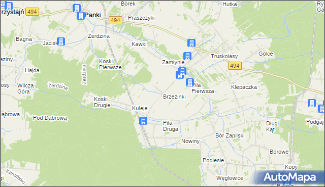 mapa Brzezinki gmina Wręczyca Wielka, Brzezinki gmina Wręczyca Wielka na mapie Targeo