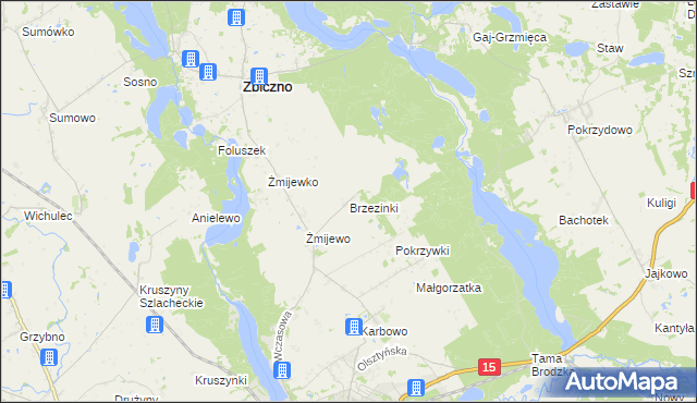 mapa Brzezinki gmina Zbiczno, Brzezinki gmina Zbiczno na mapie Targeo