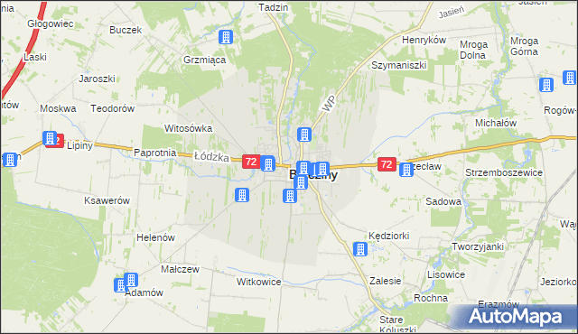 mapa Brzeziny, Brzeziny na mapie Targeo