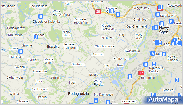 mapa Brzezna, Brzezna na mapie Targeo