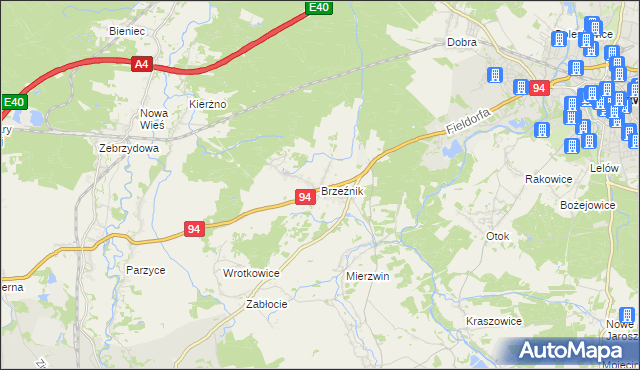 mapa Brzeźnik gmina Bolesławiec, Brzeźnik gmina Bolesławiec na mapie Targeo