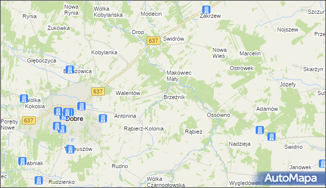 mapa Brzeźnik gmina Wierzbno, Brzeźnik gmina Wierzbno na mapie Targeo