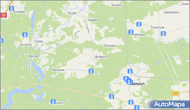 mapa Brzeźno gmina Lubiszyn, Brzeźno gmina Lubiszyn na mapie Targeo