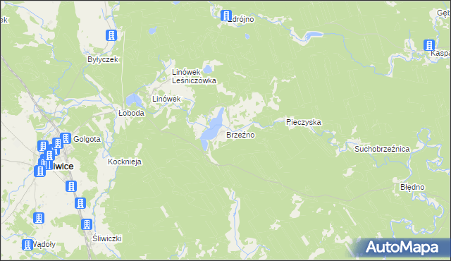 mapa Brzeźno gmina Śliwice, Brzeźno gmina Śliwice na mapie Targeo