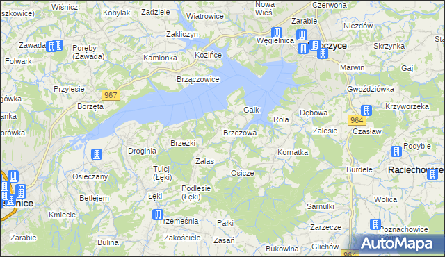 mapa Brzezowa gmina Dobczyce, Brzezowa gmina Dobczyce na mapie Targeo