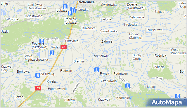 mapa Brzezówka gmina Szczucin, Brzezówka gmina Szczucin na mapie Targeo