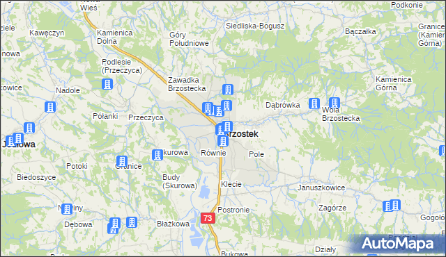 mapa Brzostek powiat dębicki, Brzostek powiat dębicki na mapie Targeo