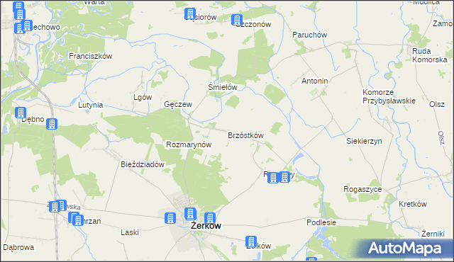 mapa Brzóstków, Brzóstków na mapie Targeo