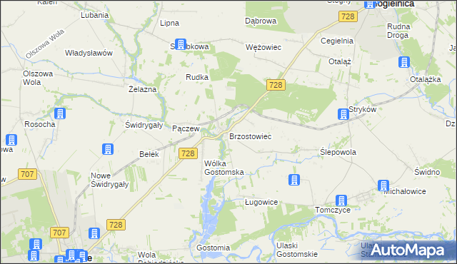 mapa Brzostowiec, Brzostowiec na mapie Targeo