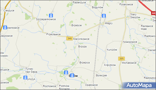 mapa Brzoza gmina Borów, Brzoza gmina Borów na mapie Targeo