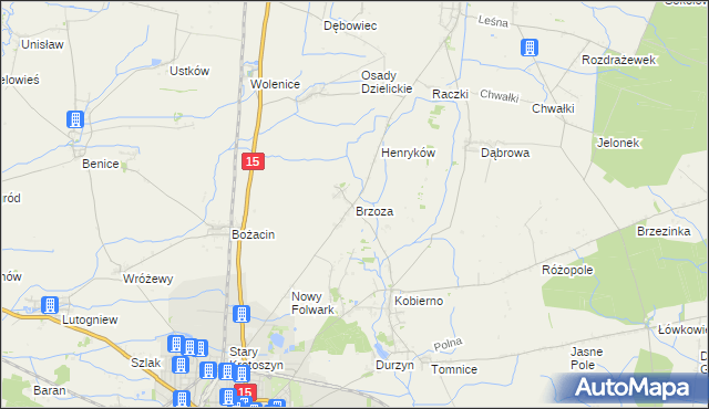 mapa Brzoza gmina Krotoszyn, Brzoza gmina Krotoszyn na mapie Targeo