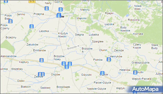 mapa Brzozów A, Brzozów A na mapie Targeo