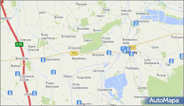 mapa Brzozów gmina Bielawy, Brzozów gmina Bielawy na mapie Targeo