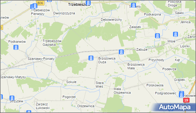 mapa Brzozowica Duża, Brzozowica Duża na mapie Targeo