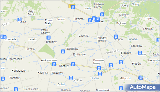 mapa Brzozowiec gmina Iłów, Brzozowiec gmina Iłów na mapie Targeo