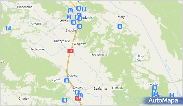 mapa Brzozówka gmina Kadzidło, Brzozówka gmina Kadzidło na mapie Targeo