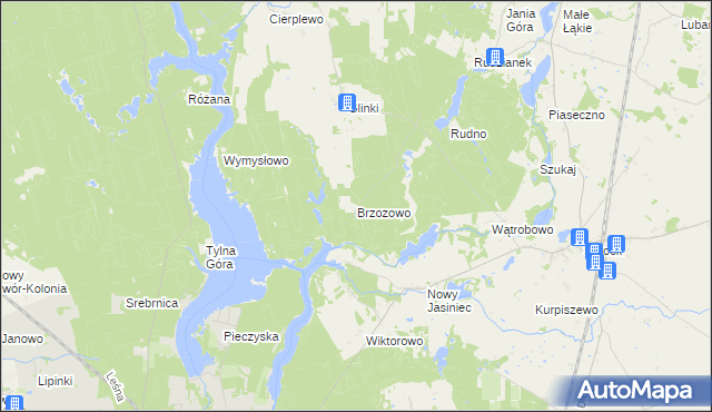mapa Brzozowo gmina Koronowo, Brzozowo gmina Koronowo na mapie Targeo