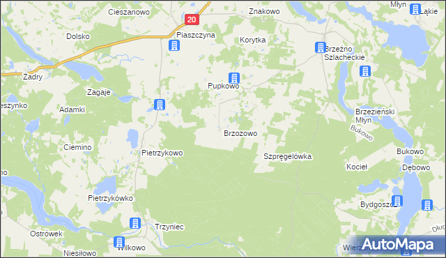 mapa Brzozowo gmina Lipnica, Brzozowo gmina Lipnica na mapie Targeo