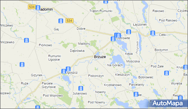 mapa Brzuze, Brzuze na mapie Targeo