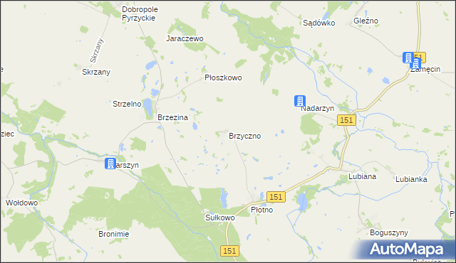 mapa Brzyczno, Brzyczno na mapie Targeo