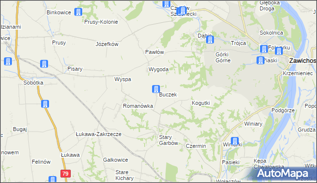 mapa Buczek gmina Dwikozy, Buczek gmina Dwikozy na mapie Targeo