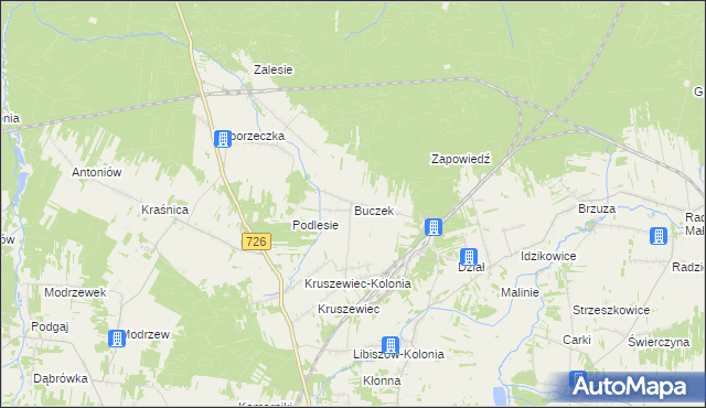 mapa Buczek gmina Poświętne, Buczek gmina Poświętne na mapie Targeo