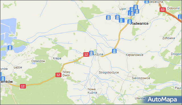 mapa Buczyna gmina Radwanice, Buczyna gmina Radwanice na mapie Targeo