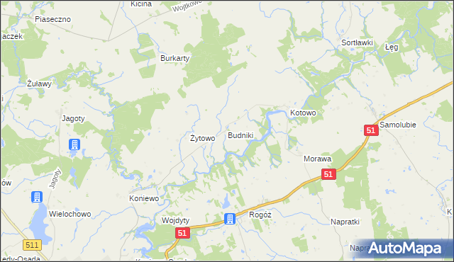 mapa Budniki, Budniki na mapie Targeo