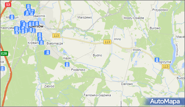 mapa Budno gmina Goleniów, Budno gmina Goleniów na mapie Targeo