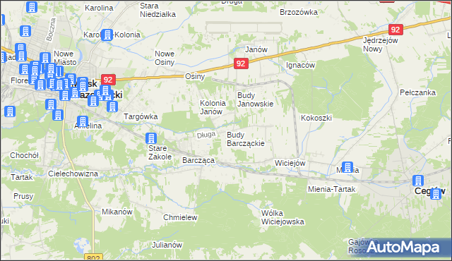 mapa Budy Barcząckie, Budy Barcząckie na mapie Targeo