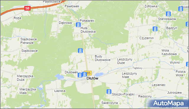 mapa Budy Dłutowskie, Budy Dłutowskie na mapie Targeo