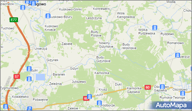 mapa Budy Giżyńskie, Budy Giżyńskie na mapie Targeo