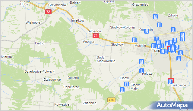 mapa Budy Słodkowskie, Budy Słodkowskie na mapie Targeo