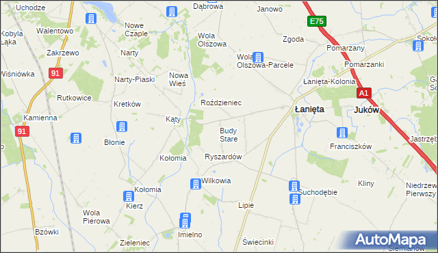 mapa Budy Stare gmina Łanięta, Budy Stare gmina Łanięta na mapie Targeo