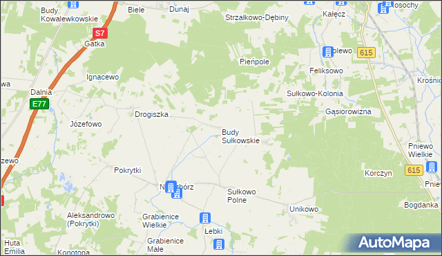 mapa Budy Sułkowskie gmina Strzegowo, Budy Sułkowskie gmina Strzegowo na mapie Targeo