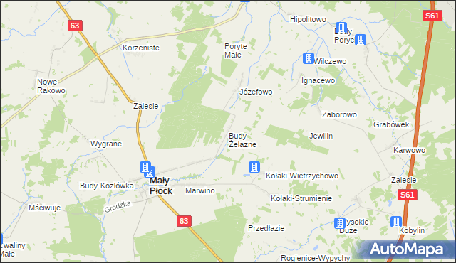 mapa Budy Żelazne, Budy Żelazne na mapie Targeo