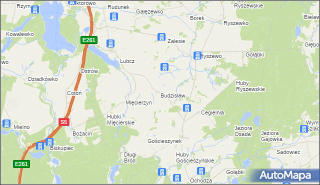 mapa Budzisław gmina Rogowo, Budzisław gmina Rogowo na mapie Targeo