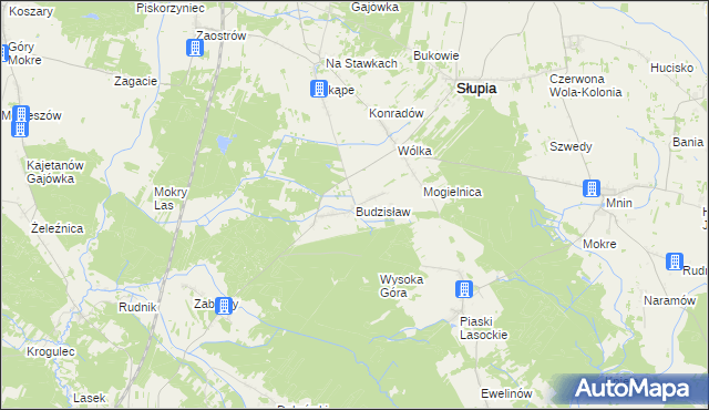 mapa Budzisław gmina Słupia Konecka, Budzisław gmina Słupia Konecka na mapie Targeo