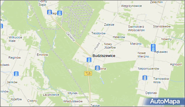 mapa Budziszewice powiat tomaszowski, Budziszewice powiat tomaszowski na mapie Targeo