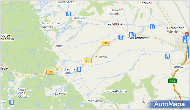 mapa Budzów gmina Stoszowice, Budzów gmina Stoszowice na mapie Targeo