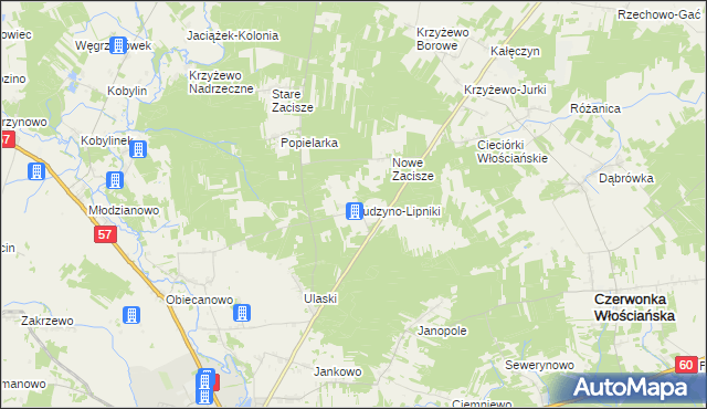 mapa Budzyno-Lipniki, Budzyno-Lipniki na mapie Targeo